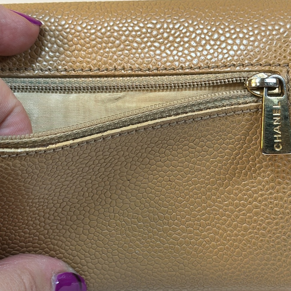 CHANEL CC Caviar Small Wallet Tan w/Serial Sticker 2002-2003 - Picture 12 of 14